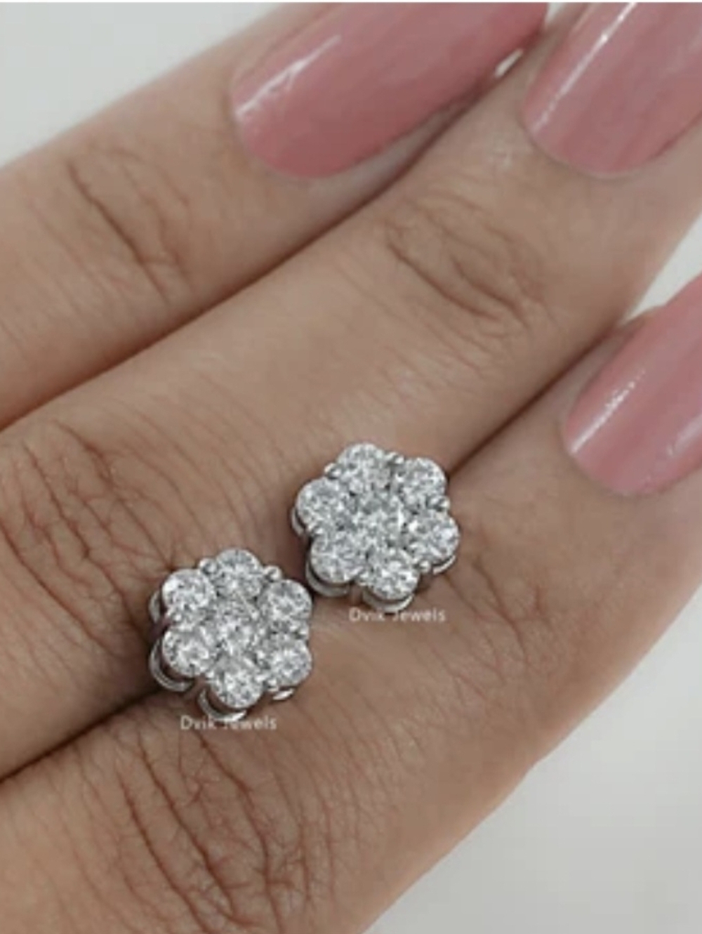 Effy Genuine Diamond Flower Stud Earrings Set in Sterling Silver!